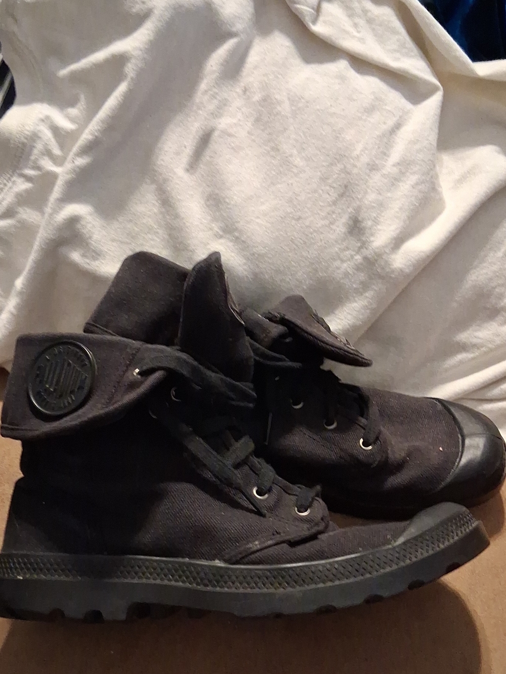 Palladium Black Canvas High-Top Fold-Over Boots